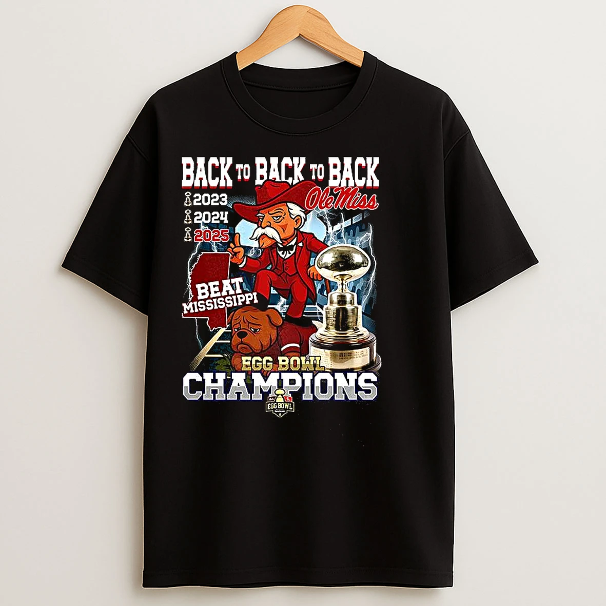 Classic Ole Miss Beat Mississippi Back To Back Egg Bowl Champions T Shirts