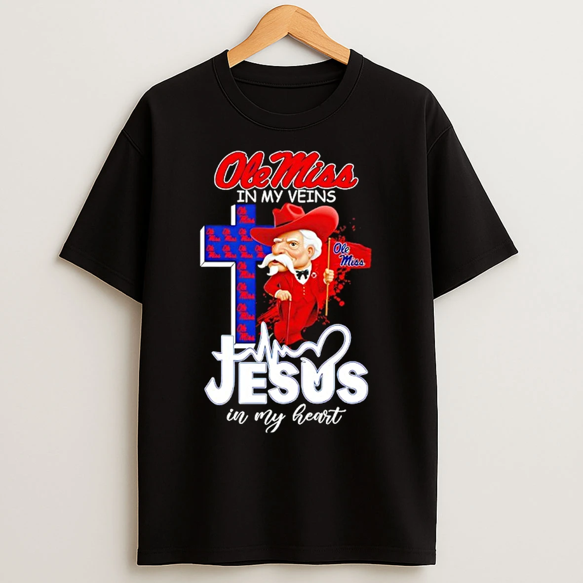 Classic Ole Miss In My Veins Jesus In My Heart Flag T Shirts