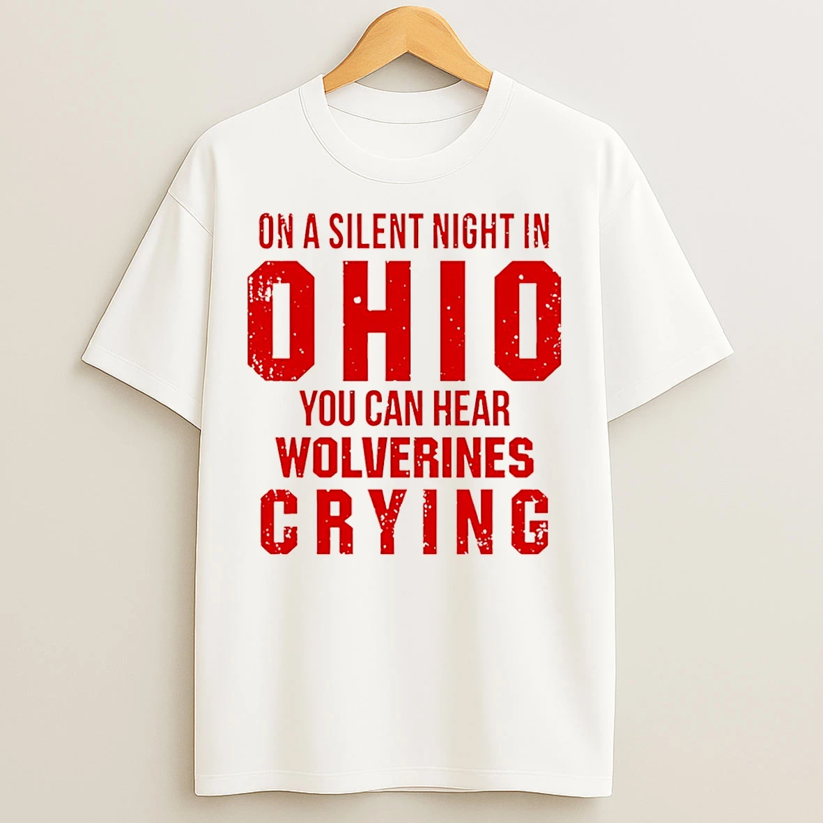 Classic On A Silent Bight In Ohio You Can Hear Wolverines Crying Christmas T Shirts