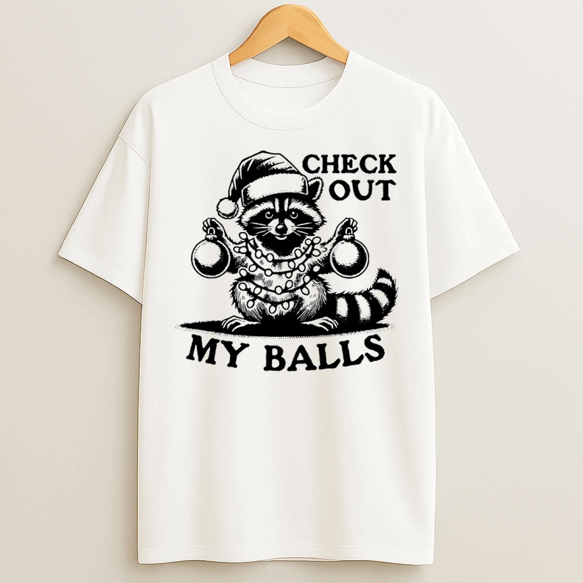 Classic Opossum Santa Check Out My Balls Christmas T Shirts