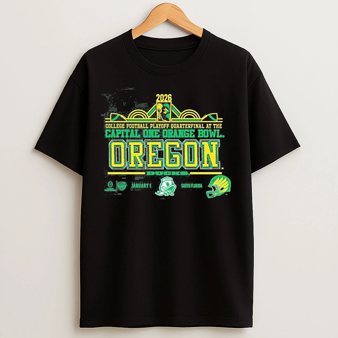 Classic Oregon 2026 Cfp Orange Bowl Art Deco Player T Shirts