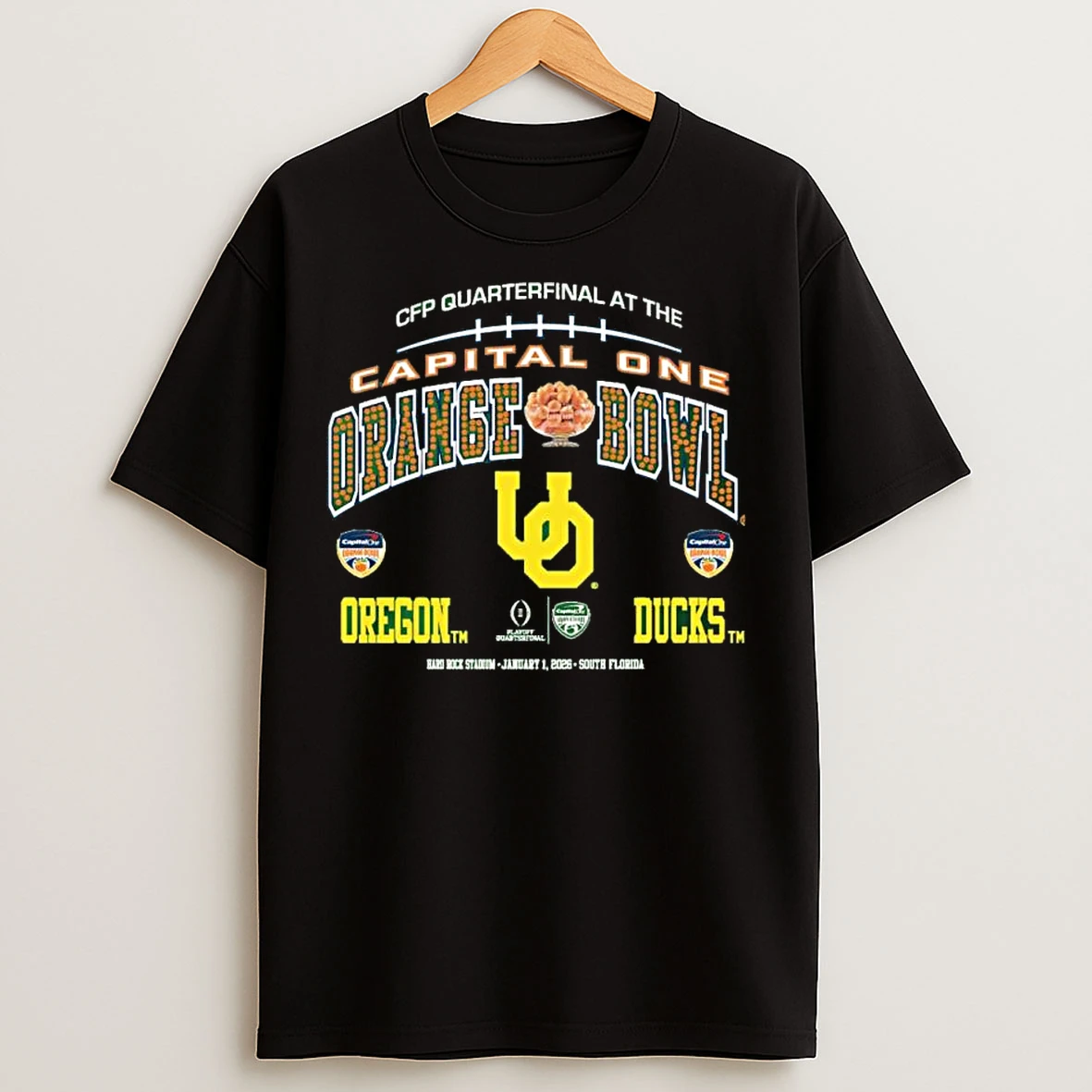Classic Oregon 2026 Cfp Orange Bowl Rhinestone Top Oregon T Shirts