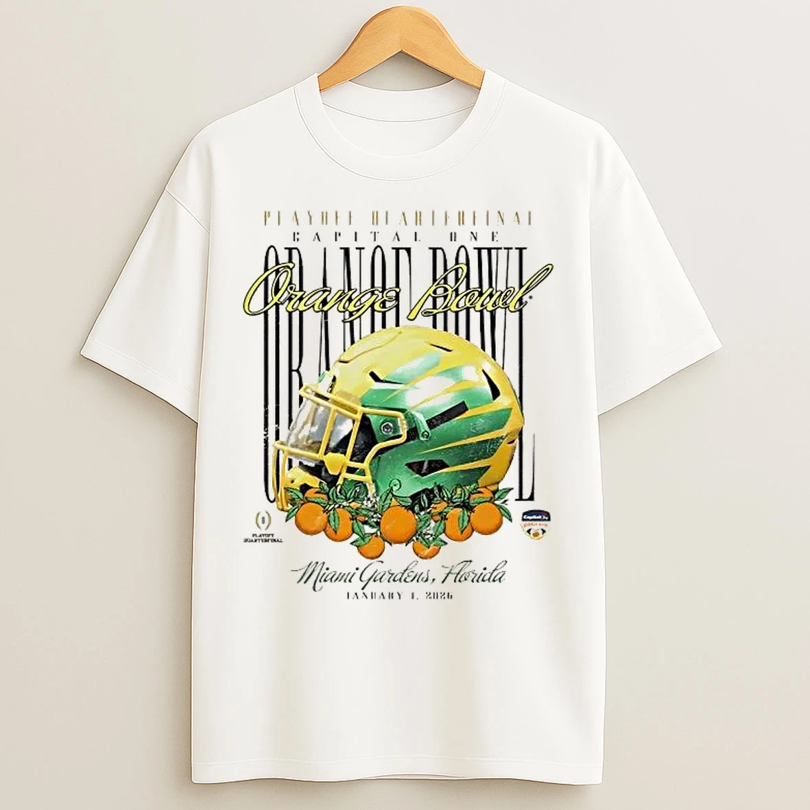Classic Oregon Ducks 2026 Cfp Quarterfinal Orange Bowl Helmet T Shirts