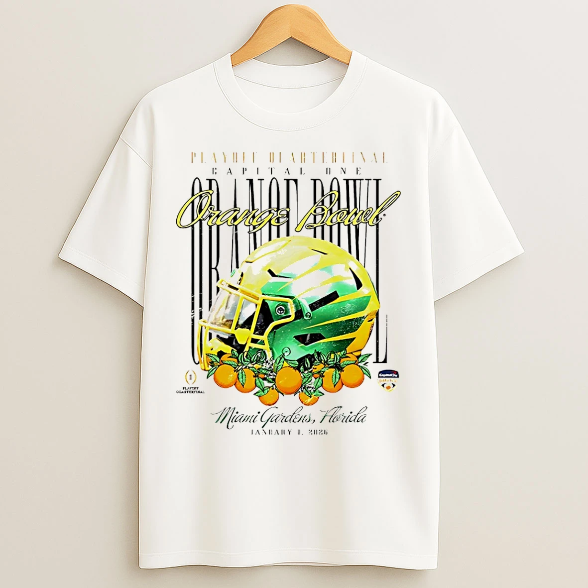 Classic Oregon Ducks Cfp 2026 Orange Bowl Helmet T Shirts