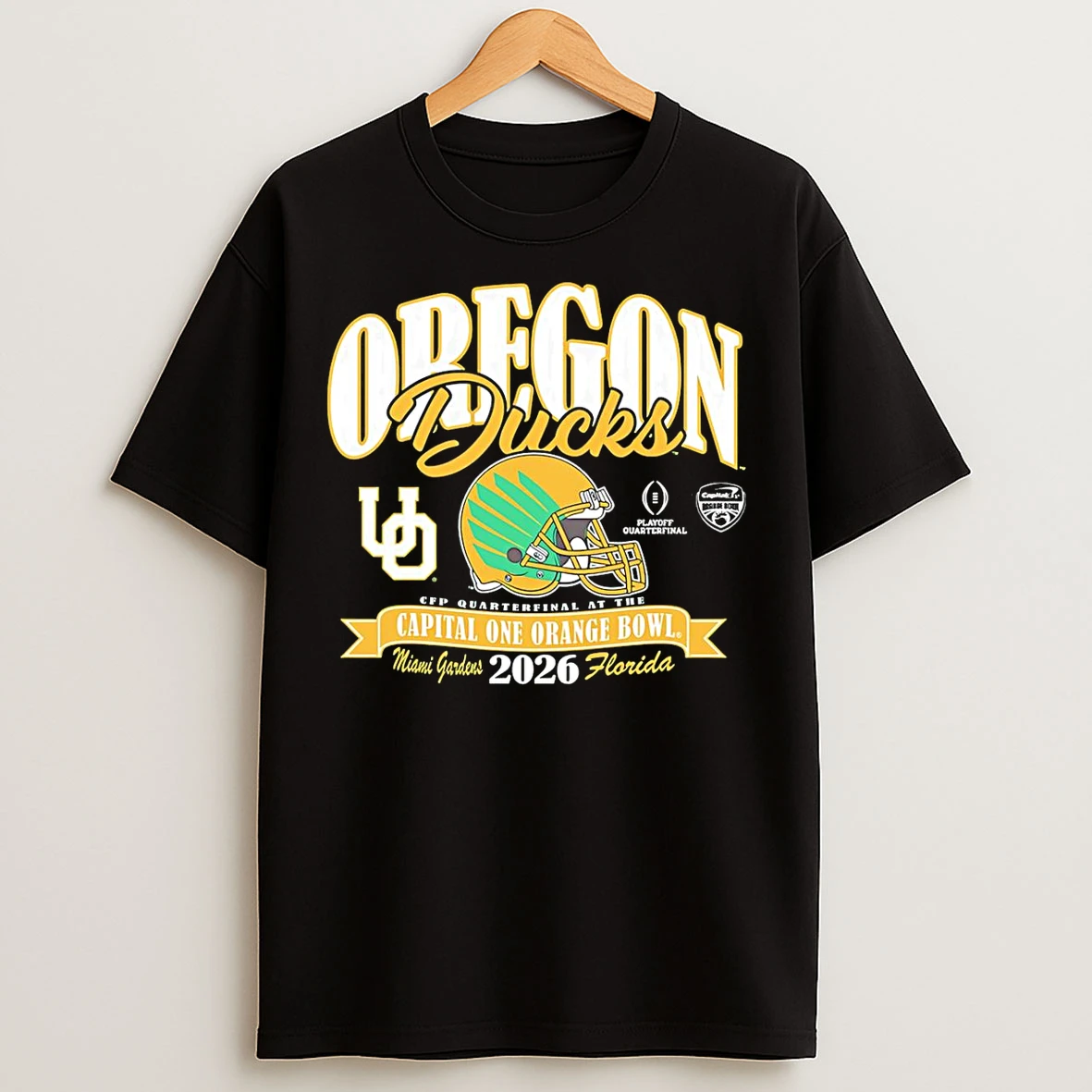 Classic Oregon Ducks College Football Playoff 2026 Orange Bowl Helmet T Shirts