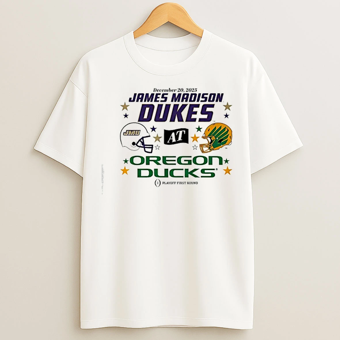 Classic Oregon Ducks Jmu Dukes 2025 Cfp First Round Matchup T Shirts