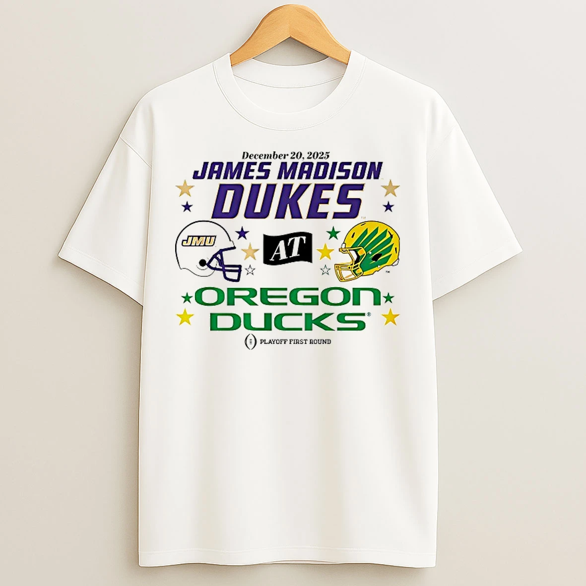 Classic Oregon Ducks And Jmu Dukes 2025 Cfp First Round Matchup T Shirts