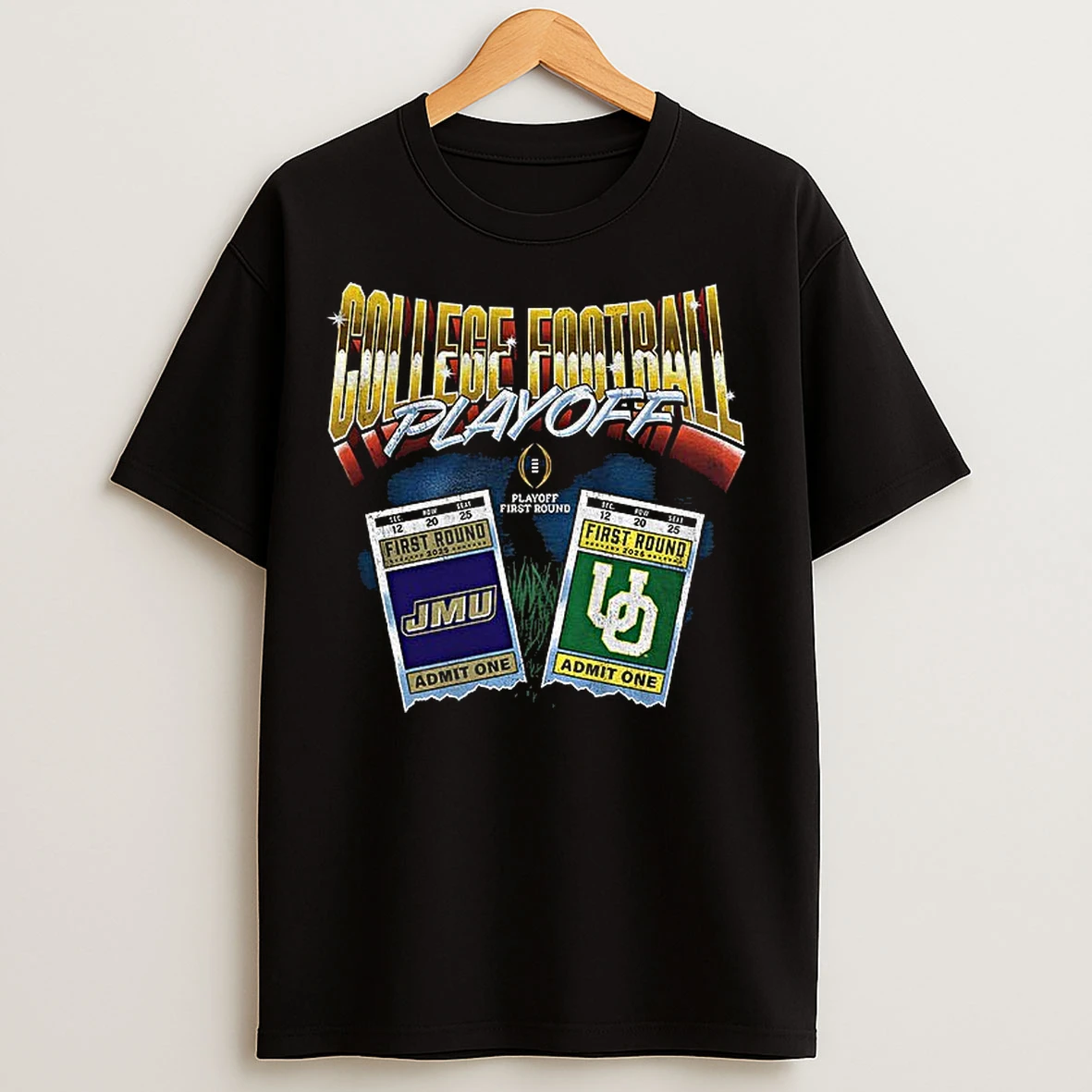 Classic Oregon Ducks Vs James Madison Dukes Matchup Ticket Youth College Football Playoff 2025 First Round T Shirts