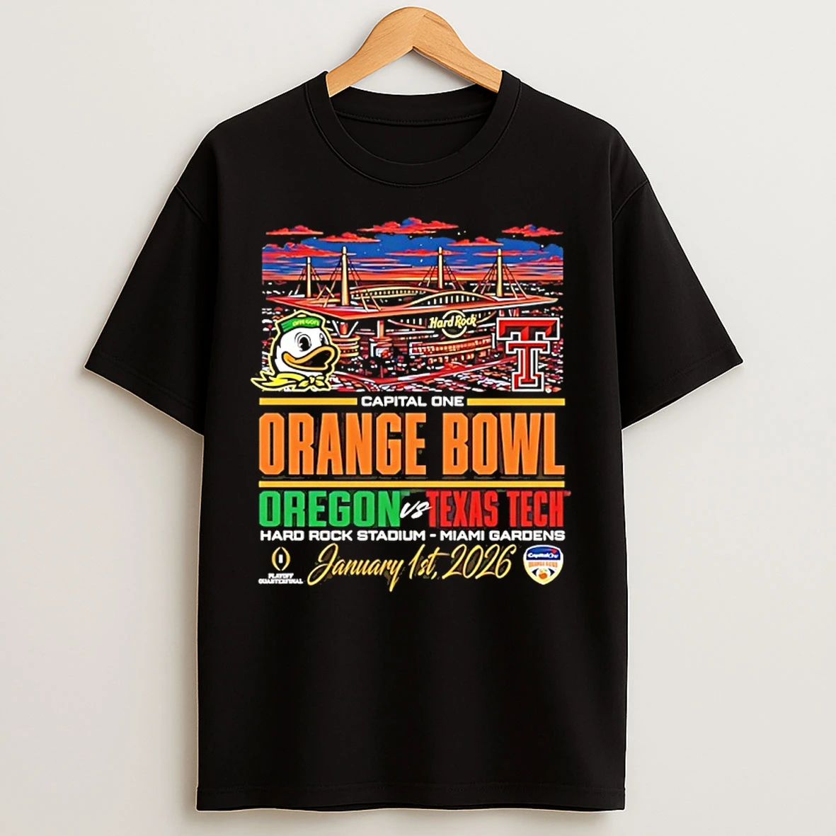 Classic Oregon Ducks Vs Texas Tech 2026 Capital One Orange Bowl T Shirts