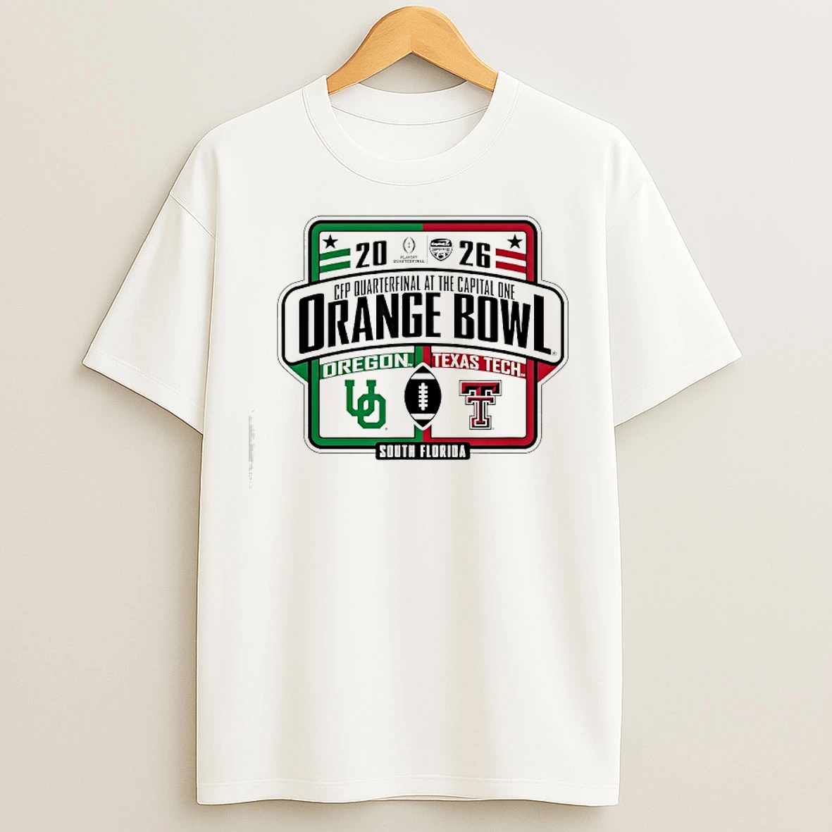Classic Oregon Ducks Vs Texas Tech Red Raiders Orange Bowl 2026 Cfp Capital One South Florida T Shirts