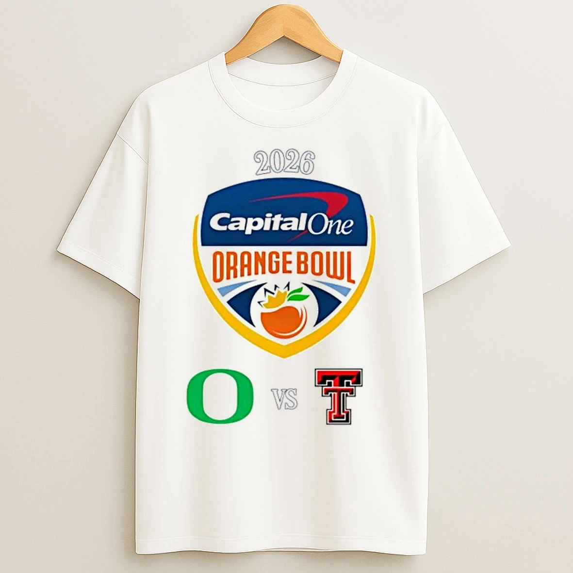 Classic Oregon Ducks Vs Texas Tech Red Raiders 2026 Capital One Orange Bowl T Shirts