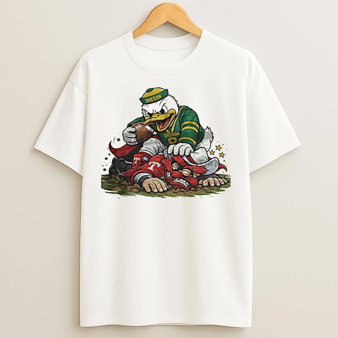 Classic Oregon Ducks Vs Texas Tech Red Raiders Playoffs Retro Rivalries Football Artwork T Shirts