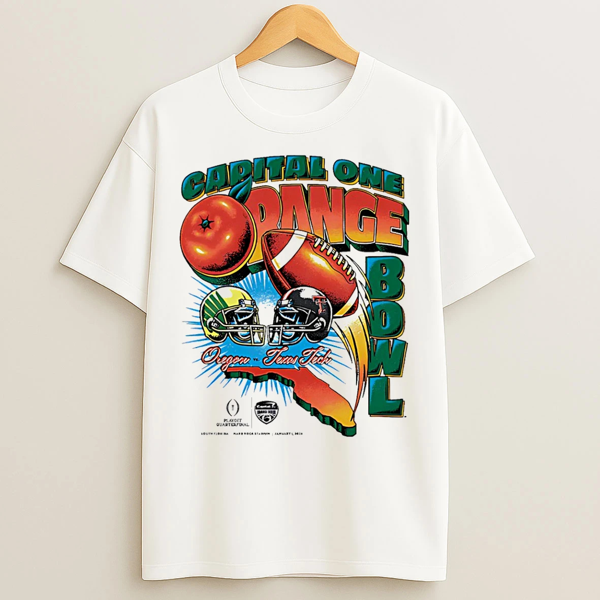Classic Oregon Vs Texas Tech Capital One Orange Bowl 2026 Vintage Matchup T Shirts