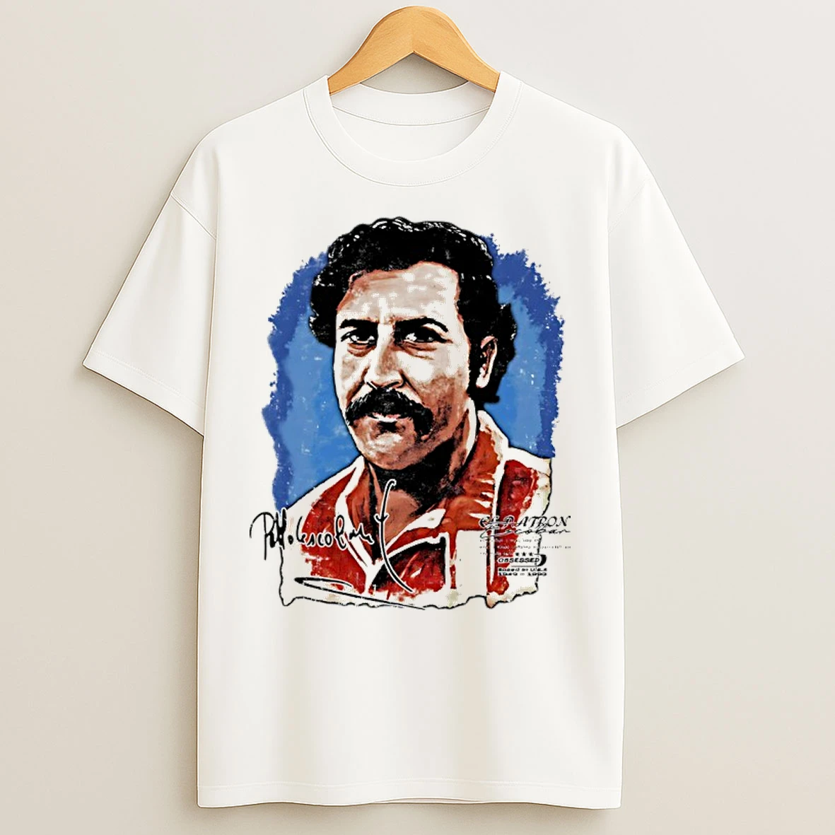 Classic Pablo Escobar Big Face Signature Graphic T Shirts
