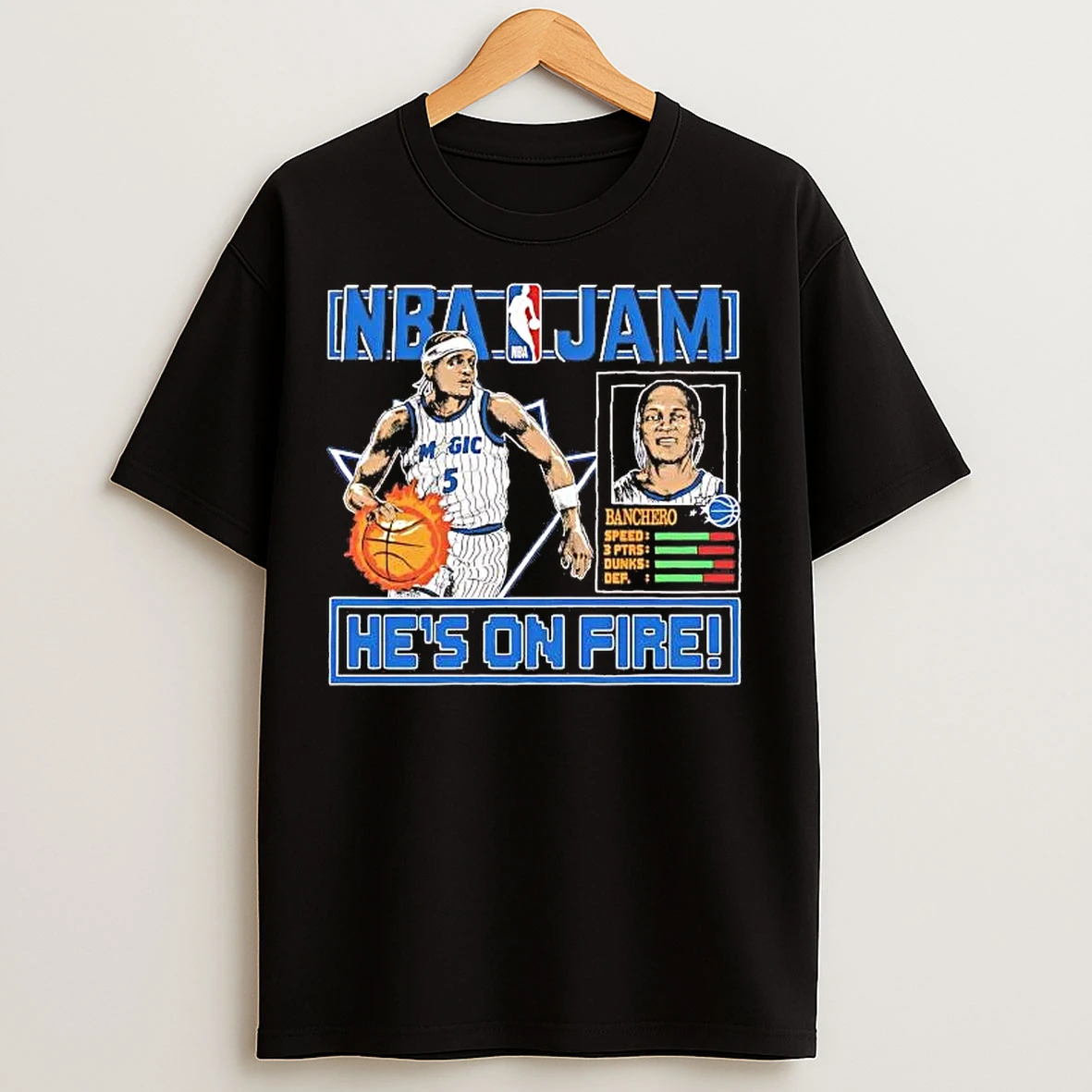 Classic Paolo Banchero Nba Jam Hes On Fire Orlando Magic T Shirts