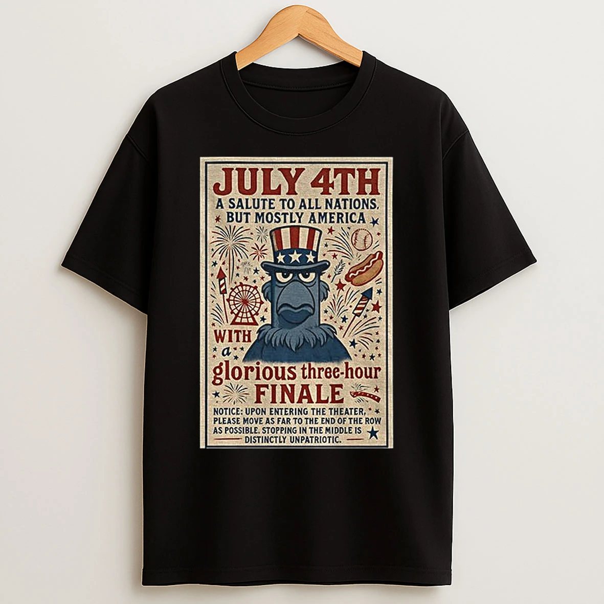 Classic Patriotic Sam Eagle Muppets July 4th Fireworks A Salute To All Nations But Mostly American T Shirts