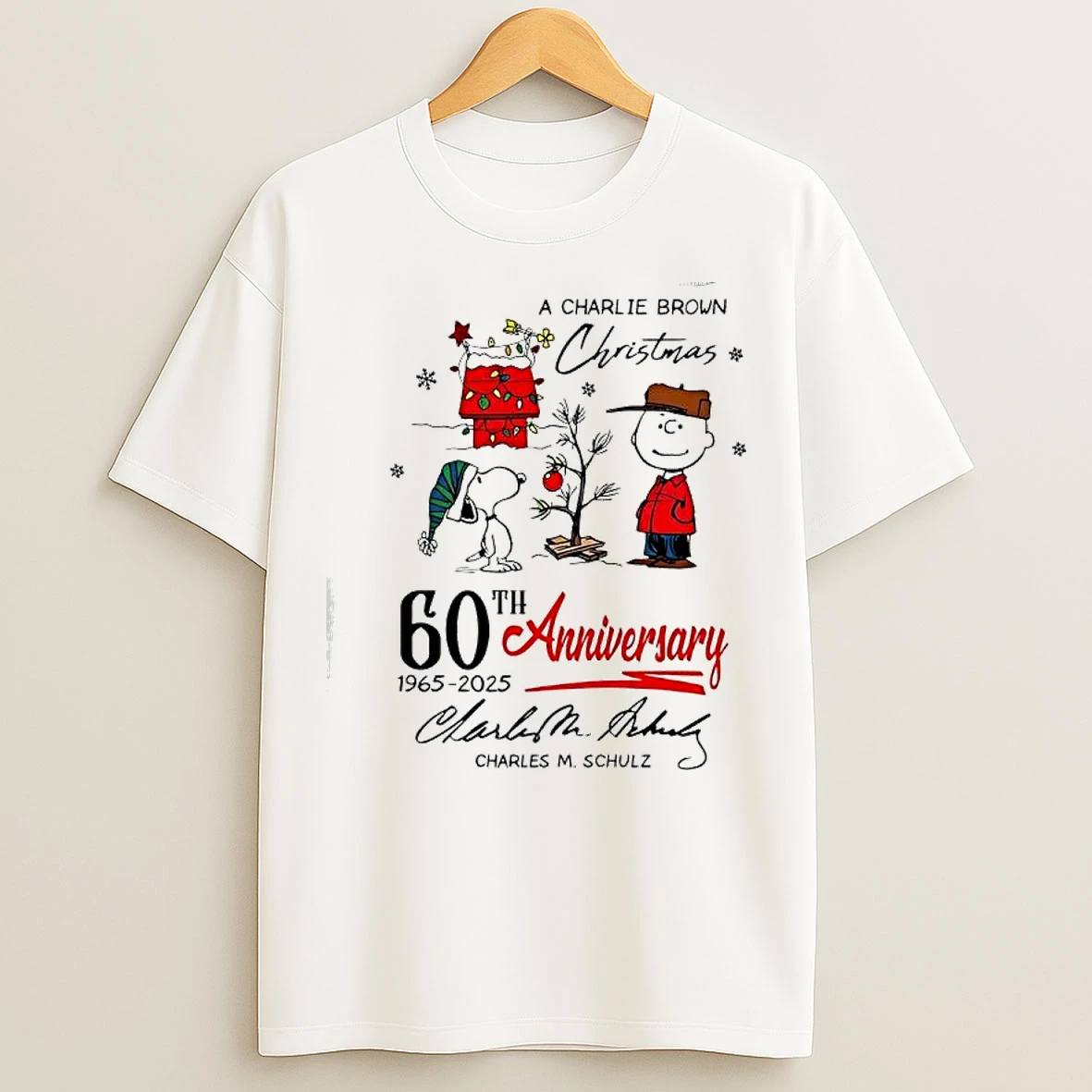 Classic Peanuts 60th Anniversary A Charlie Brown Christmas Graphic T Shirts