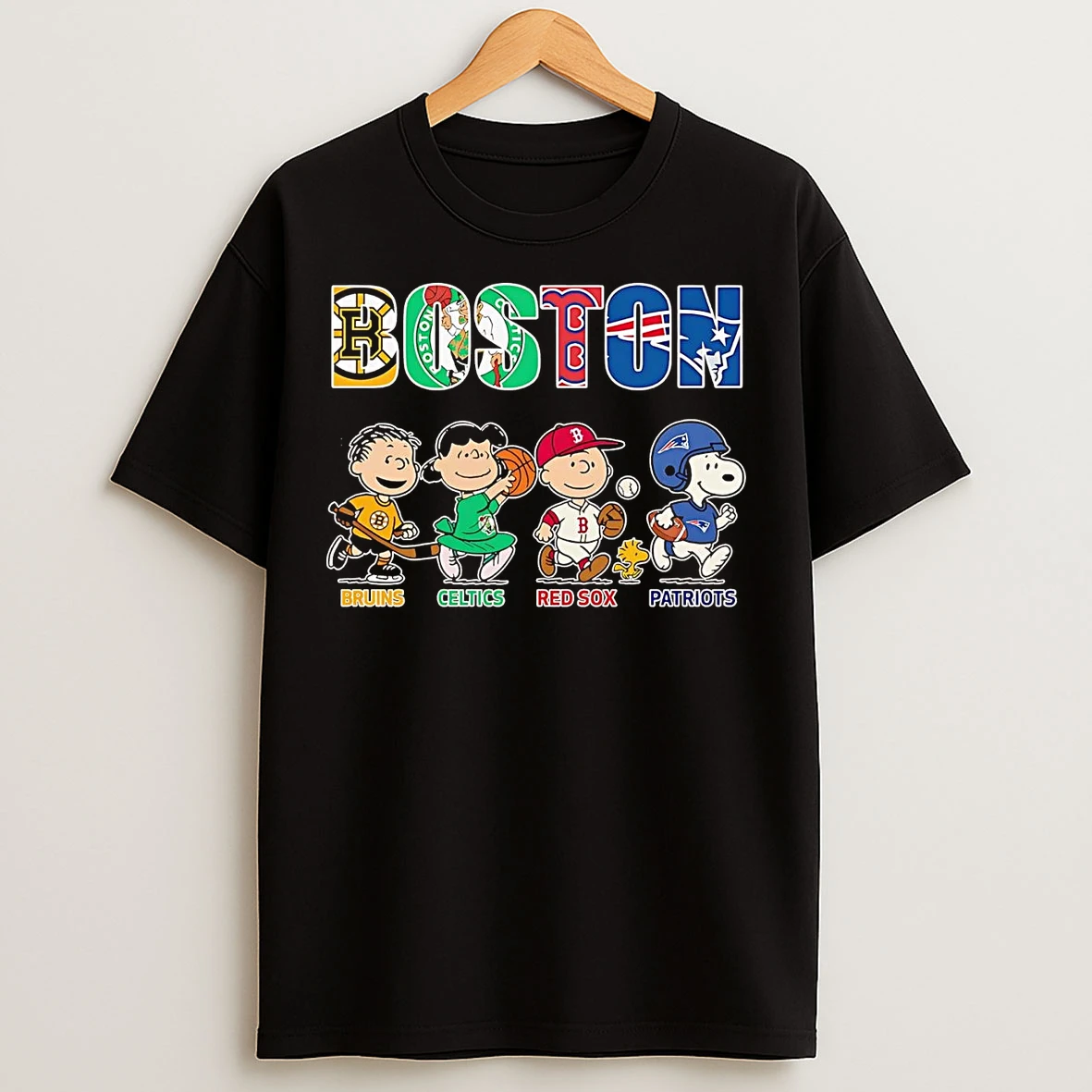 Classic Peanuts Boston Sports Bruins Celtics Red Sox Ne Patriots T Shirts