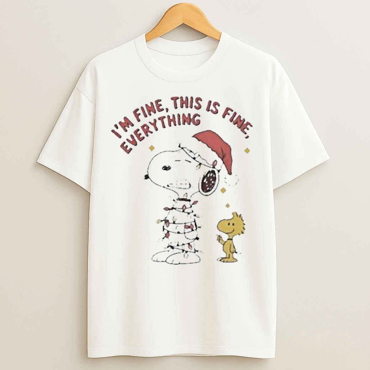Classic Peanuts Snoopy And Woodstock Im Fine This Is Fine Everything Christmas Lights T Shirts
