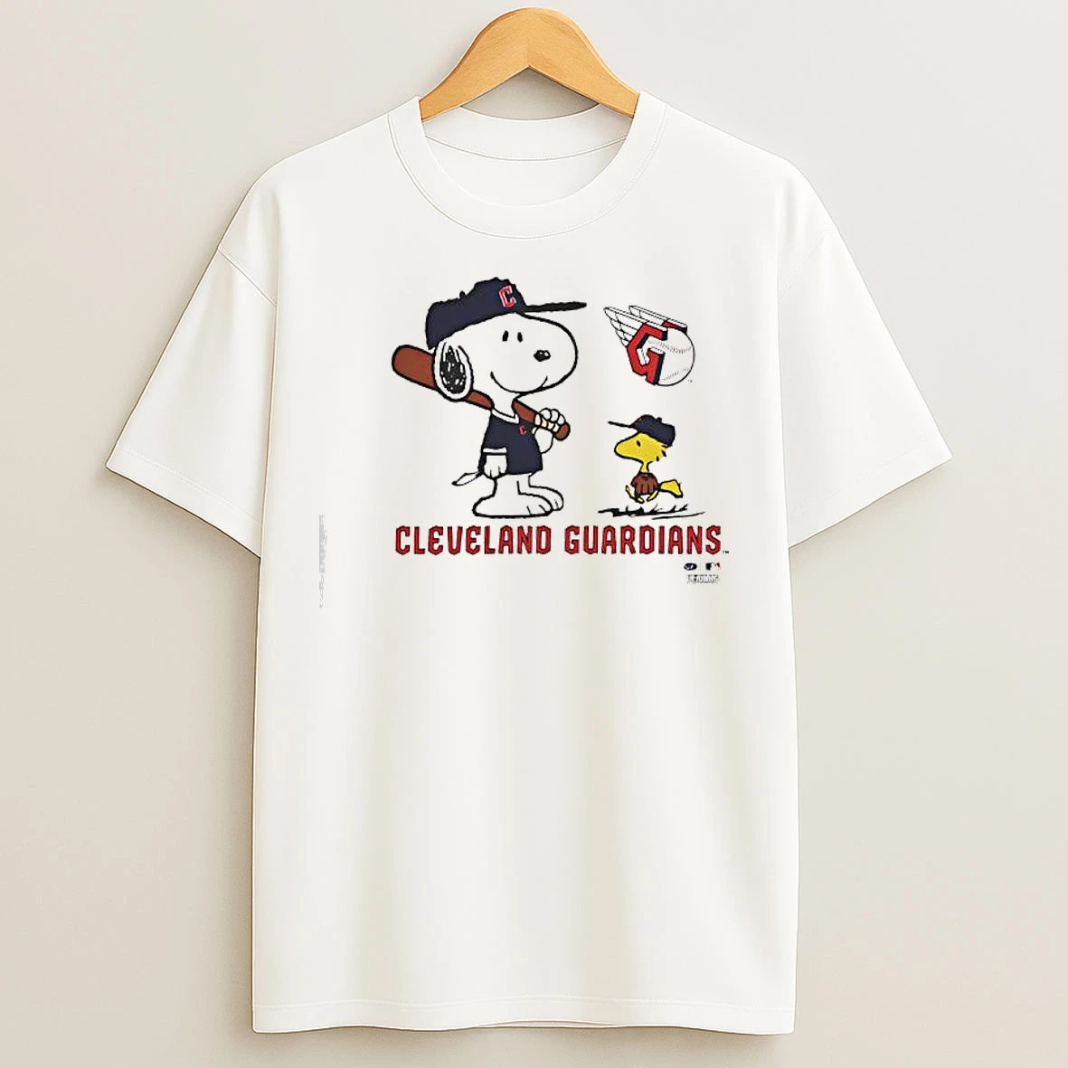 Classic Peanuts Snoopy And Woodstock With Cleveland Guardians Toddler T Shirts