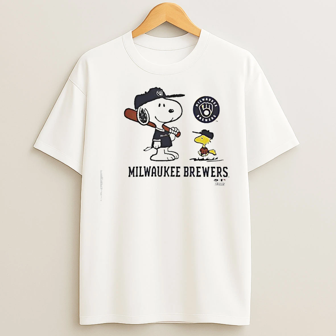 Classic Peanuts Snoopy And Woodstock With Toddler Milwaukee Brewers T Shirts
