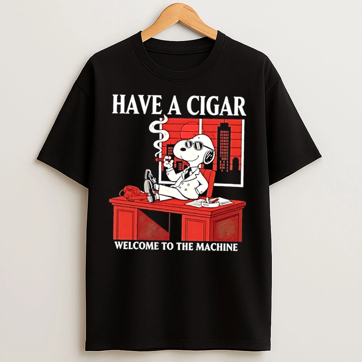 Classic Peanuts Snoopy Have A Cigar Welcome To The Machine T Shirts
