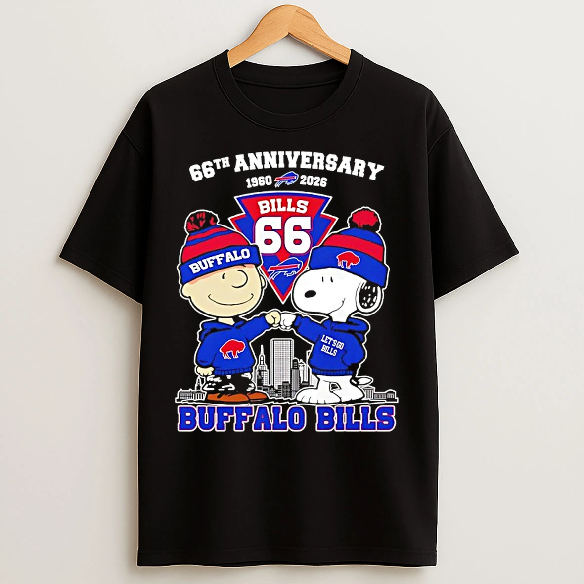 Classic Peanuts X Buffalo Bills 1960 2026 66th Anniversary Lets Go Bills T Shirts