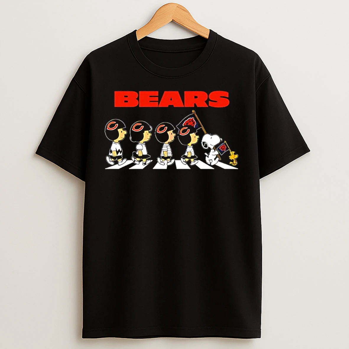 Classic Peanuts X Chicago Bears Football Flag Walking T Shirts