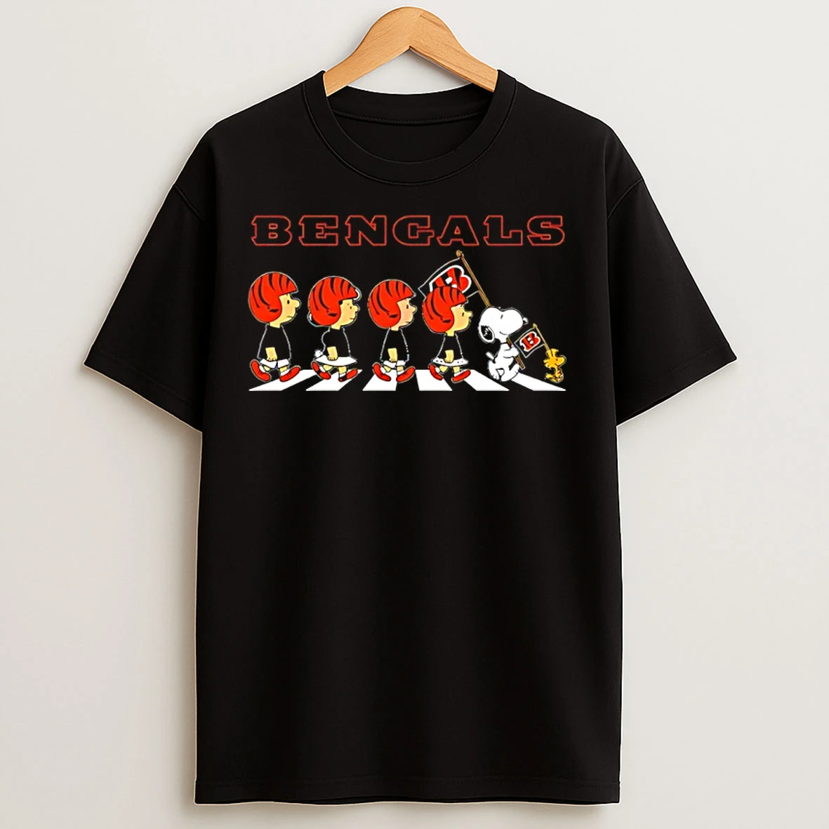 Classic Peanuts X Cincinnati Bengals Football Flag Walking T Shirts
