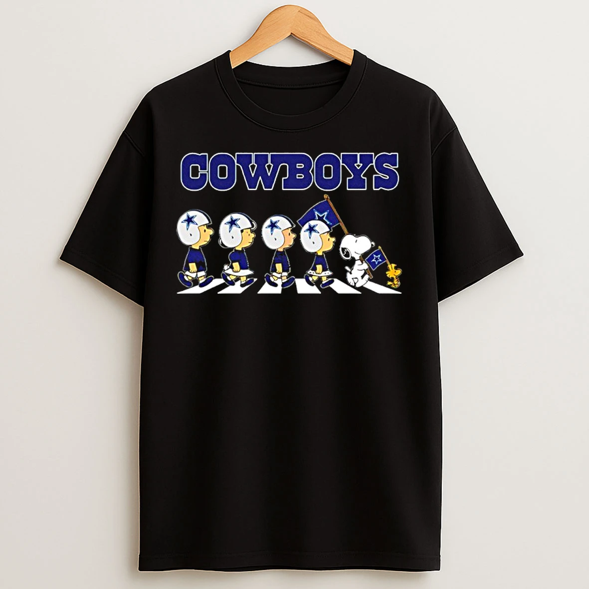Classic Peanuts X Dallas Cowboys Football Flag Walking T Shirts