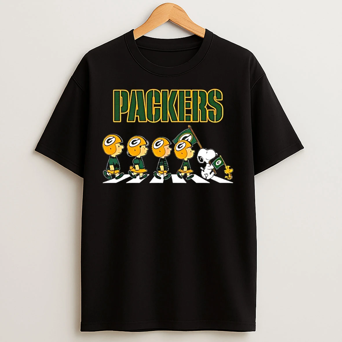 Classic Peanuts X Green Bay Packers Football Flag Walking T Shirts