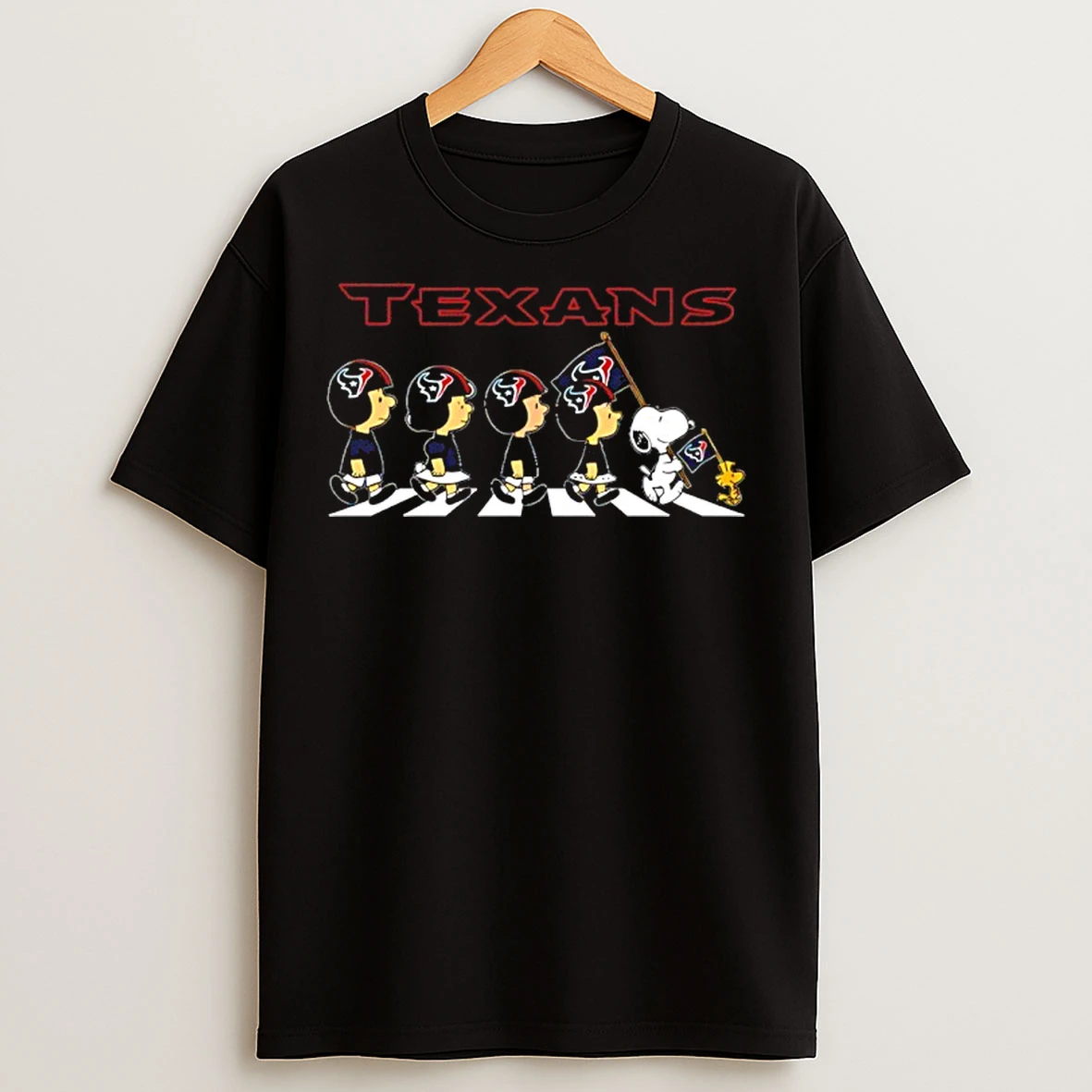 Classic Peanuts X Houston Texans Football Flag Walking T Shirts