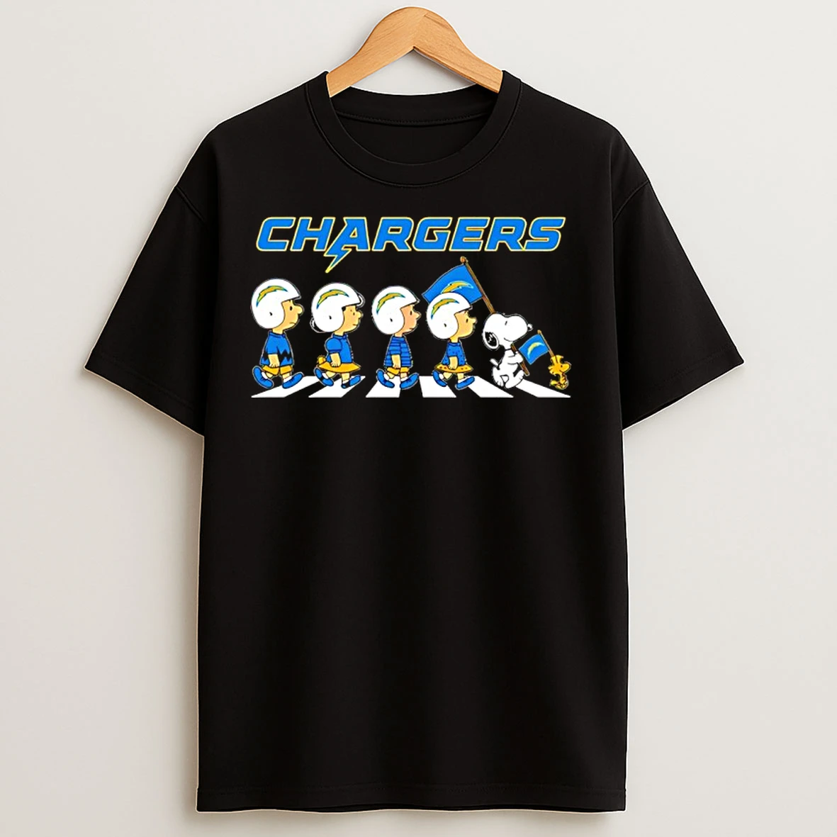 Classic Peanuts X Los Angeles Chargers Football Flag Walking T Shirts