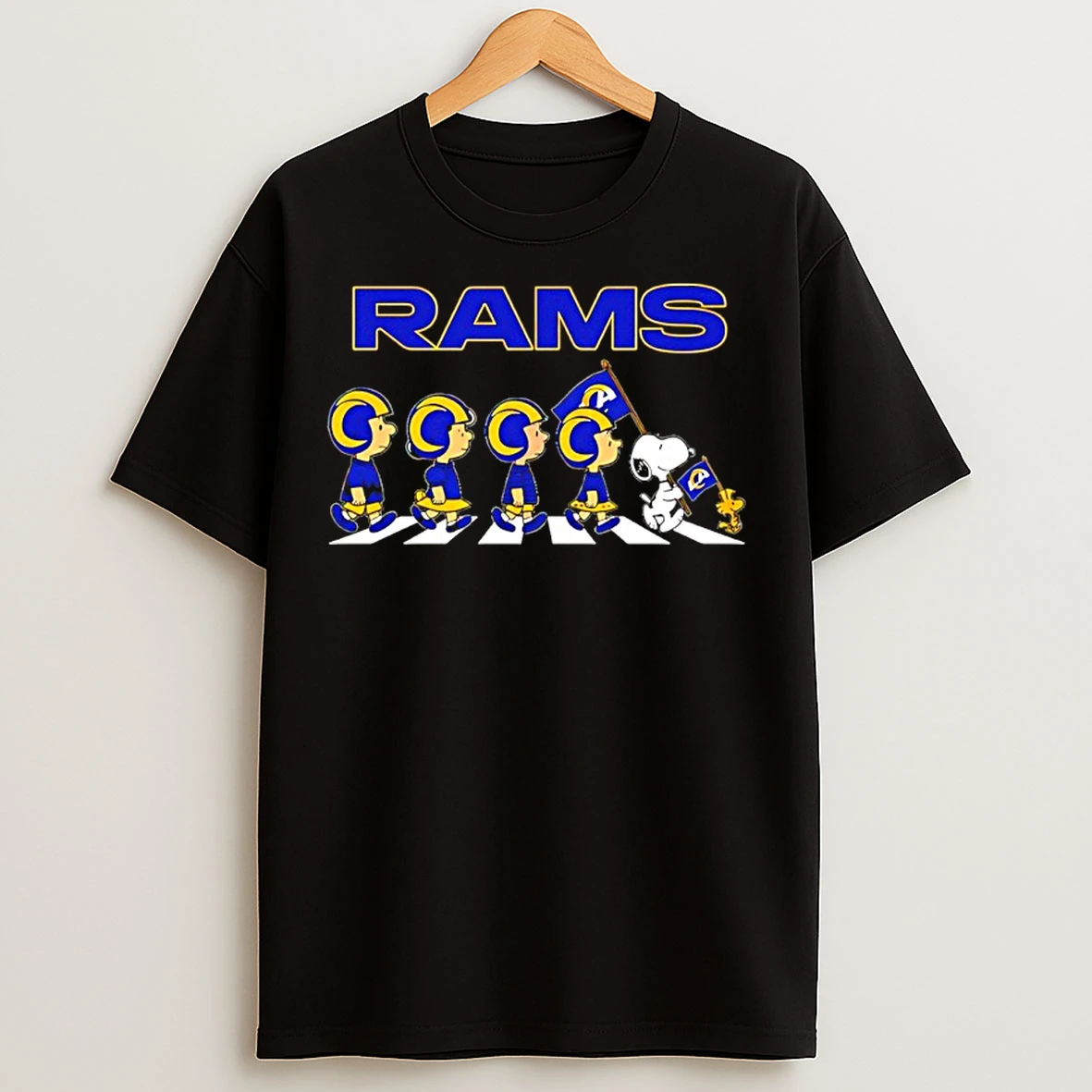 Classic Peanuts X Los Angeles Rams Football Flag Walking T Shirts