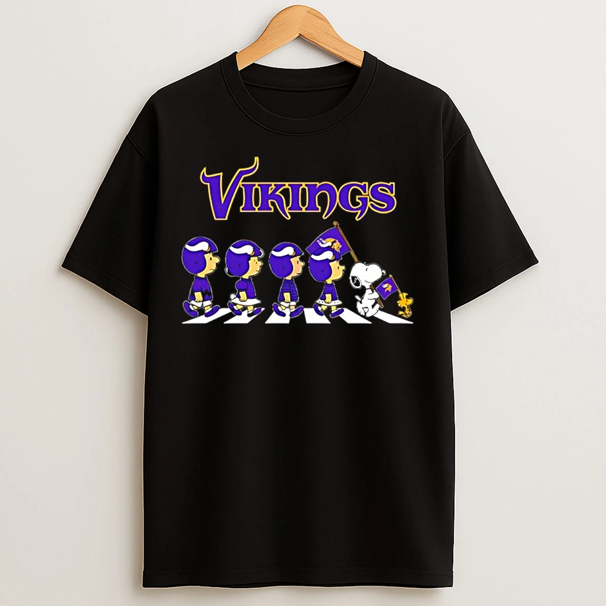 Classic Peanuts X Minnesota Vikings Football Flag Walking T Shirts