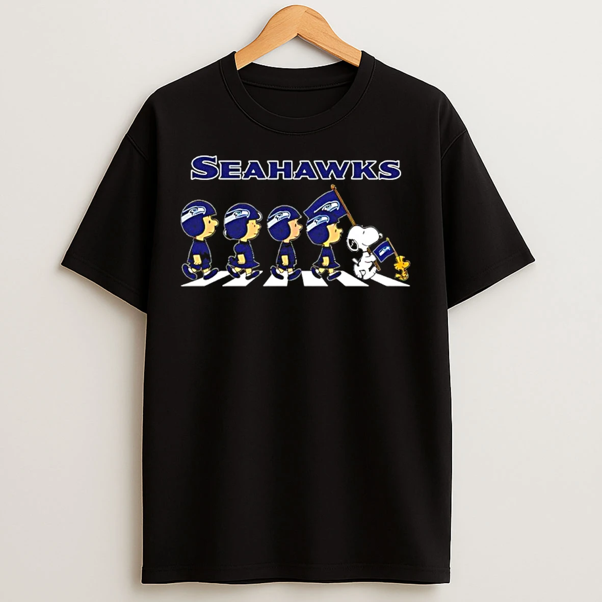 Classic Peanuts X Seattle Seahawks Football Flag Walking T Shirts
