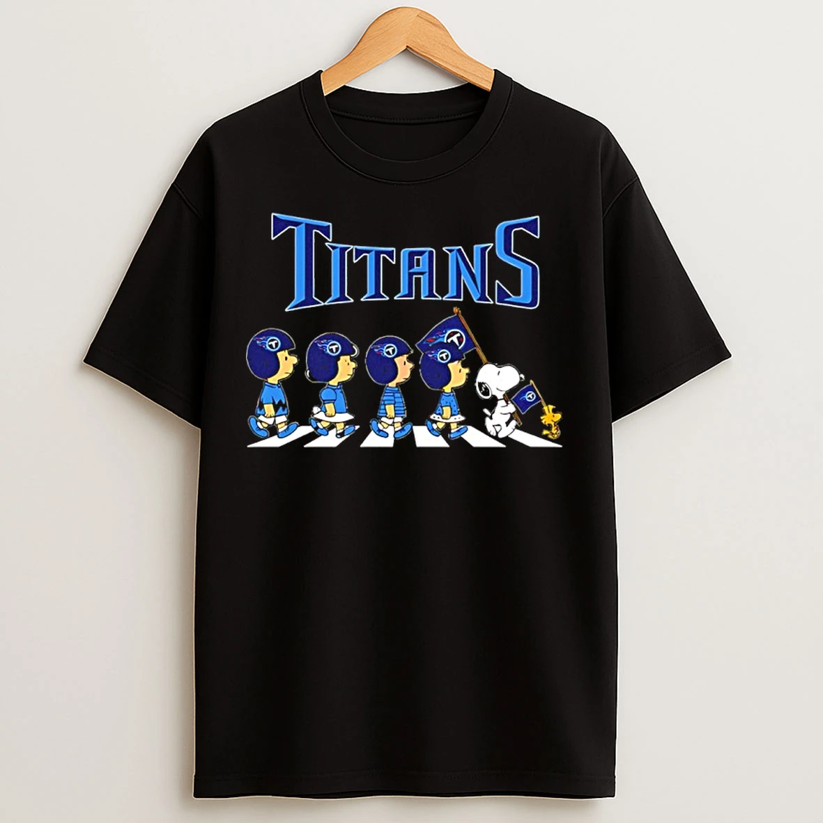 Classic Peanuts X Tennessee Titans Football Flag Walking T Shirts