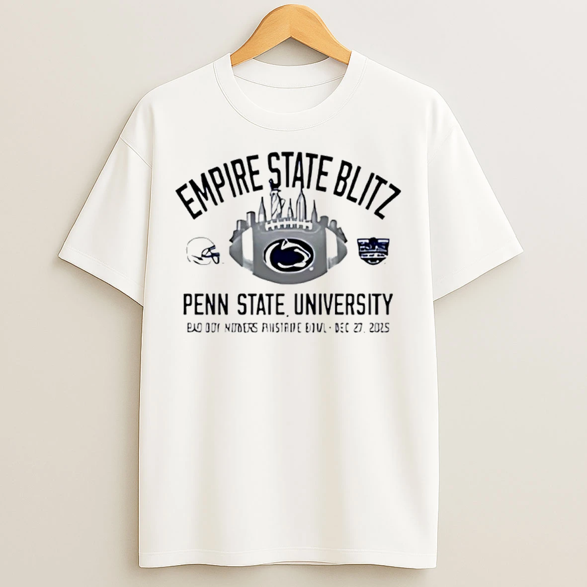 Classic Penn State 2025 Pinstripe Bowl Empire State Blitz City Skyline T Shirts