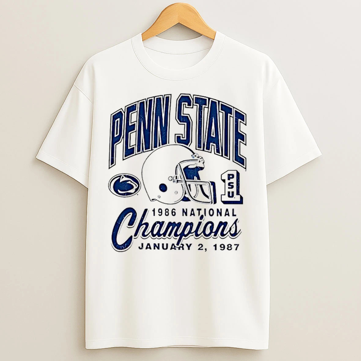 Classic Penn State Nittany Lions 1986 National Champions Helmet T Shirts