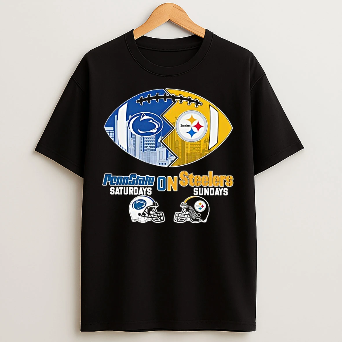 Classic Penn State On Saturdays Pittsburgh Steelers On Sundays Helmet T Shirts