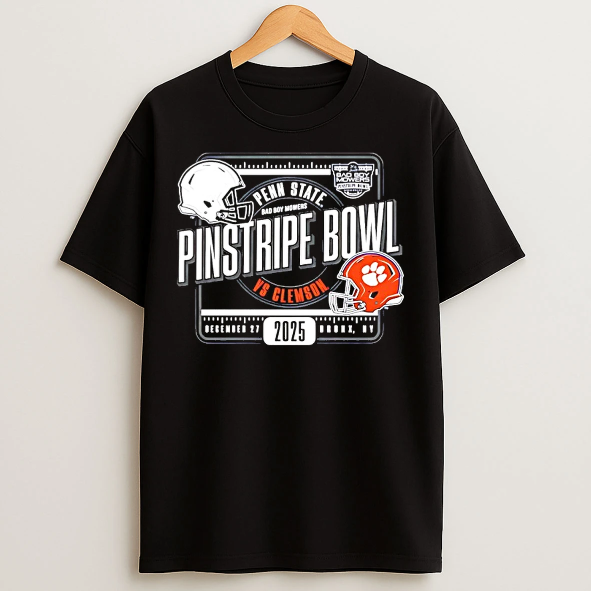 Classic Penn State Vs Clemson 2025 Bad Boy Mowers Pinstripe Bowl Helmets T Shirts