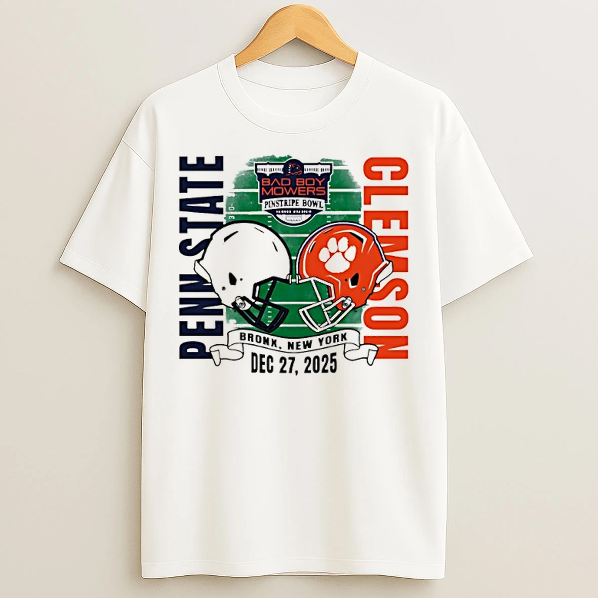 Classic Penn State Vs Clemson 2025 Pinstripe Bowl Dueling Helmet T Shirts