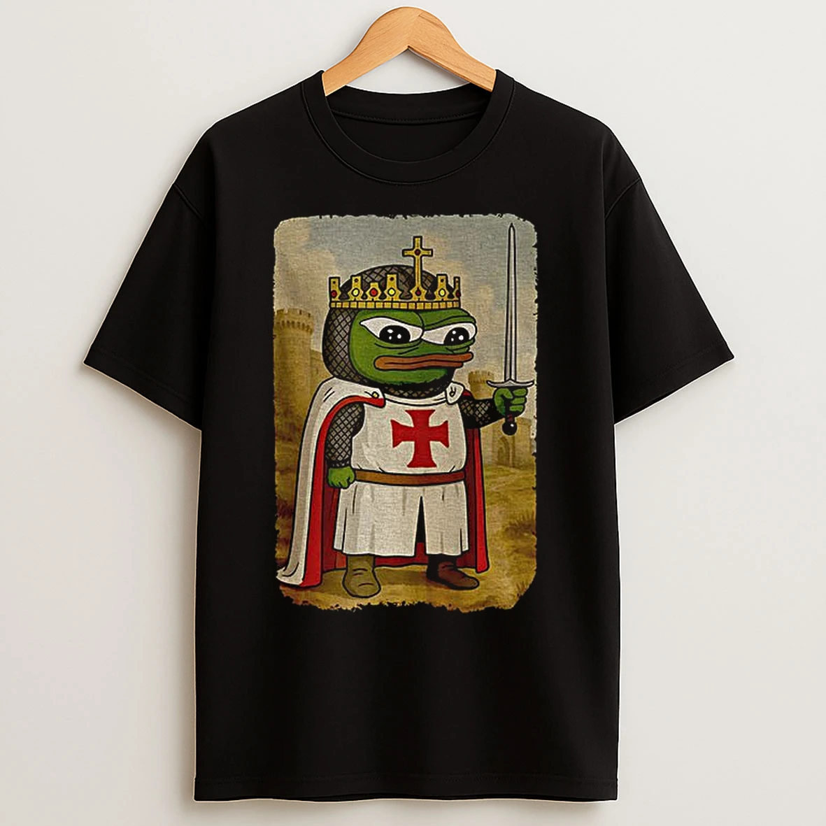 Classic Pepe The Frog Apu Apustaja Templar Knight T Shirts