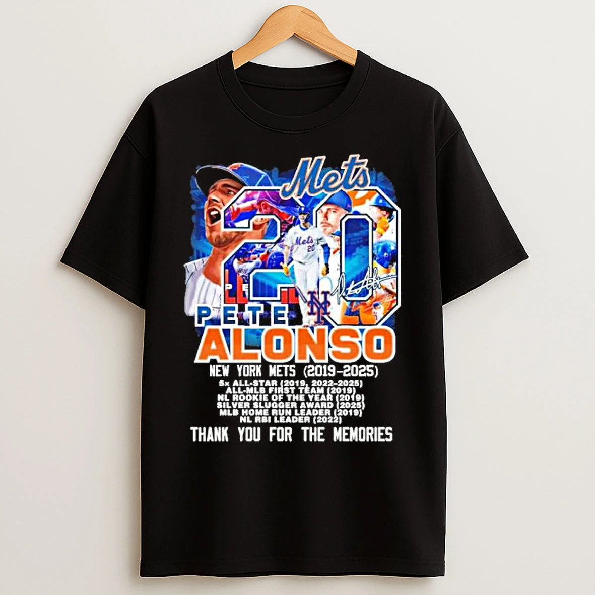Classic Pete Alonso New York Mets 2019 2025 Thank You For The Memories T Shirts