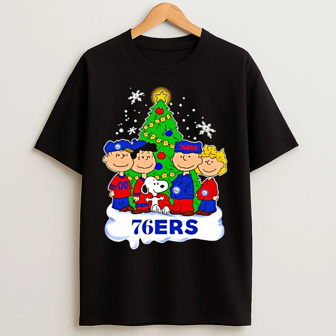 Classic Philadelphia 76ers X Snoopy The Peanuts Holiday Christmas T Shirts