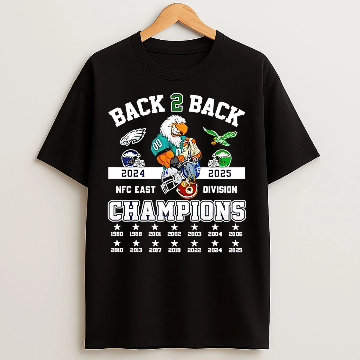 Classic Philadelphia Eagles 2025 Nfc East Division Champions 14 Time Mascot T Shirts