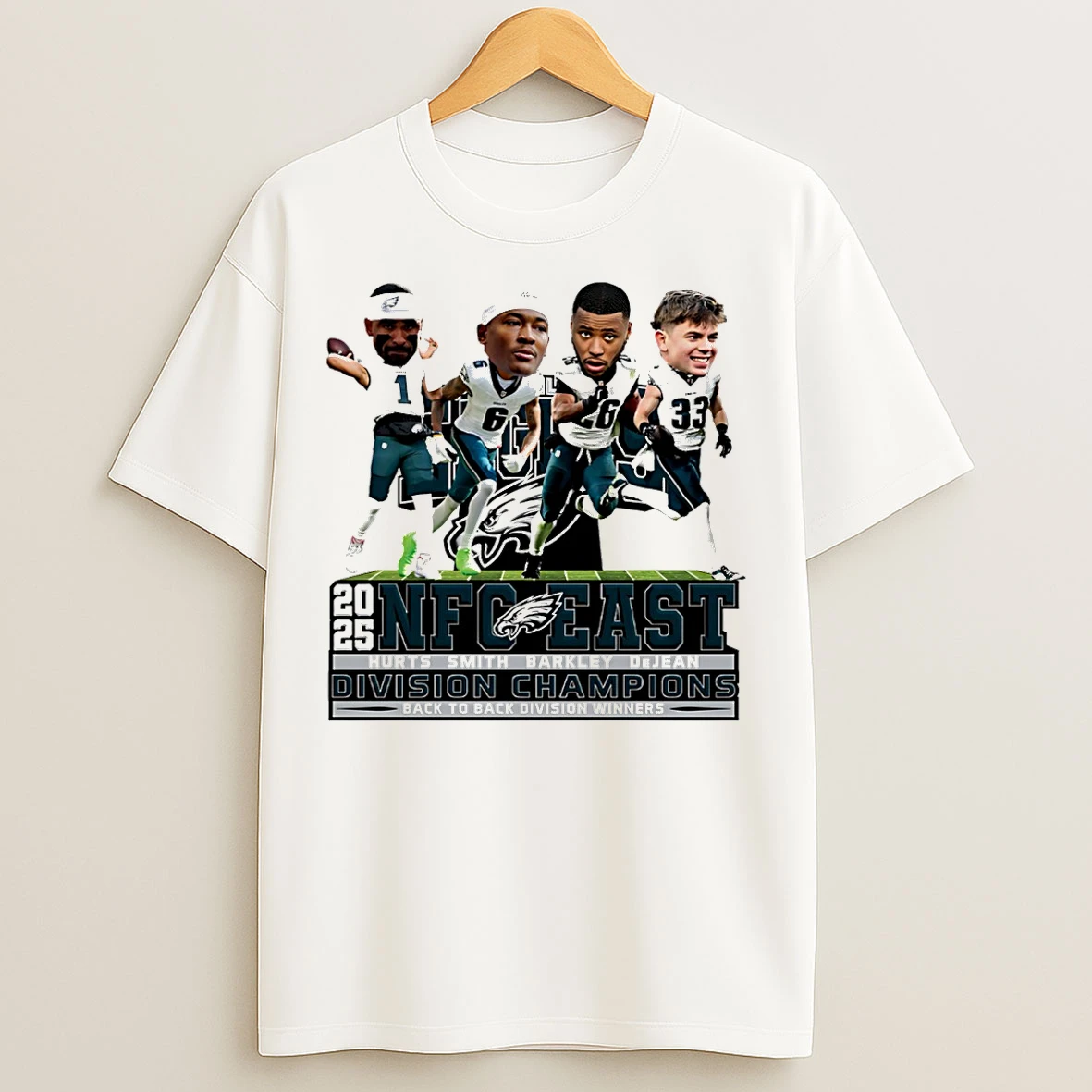 Classic Philadelphia Eagles 2025 Nfc East Division Champions Back To Back Caricature T Shirts
