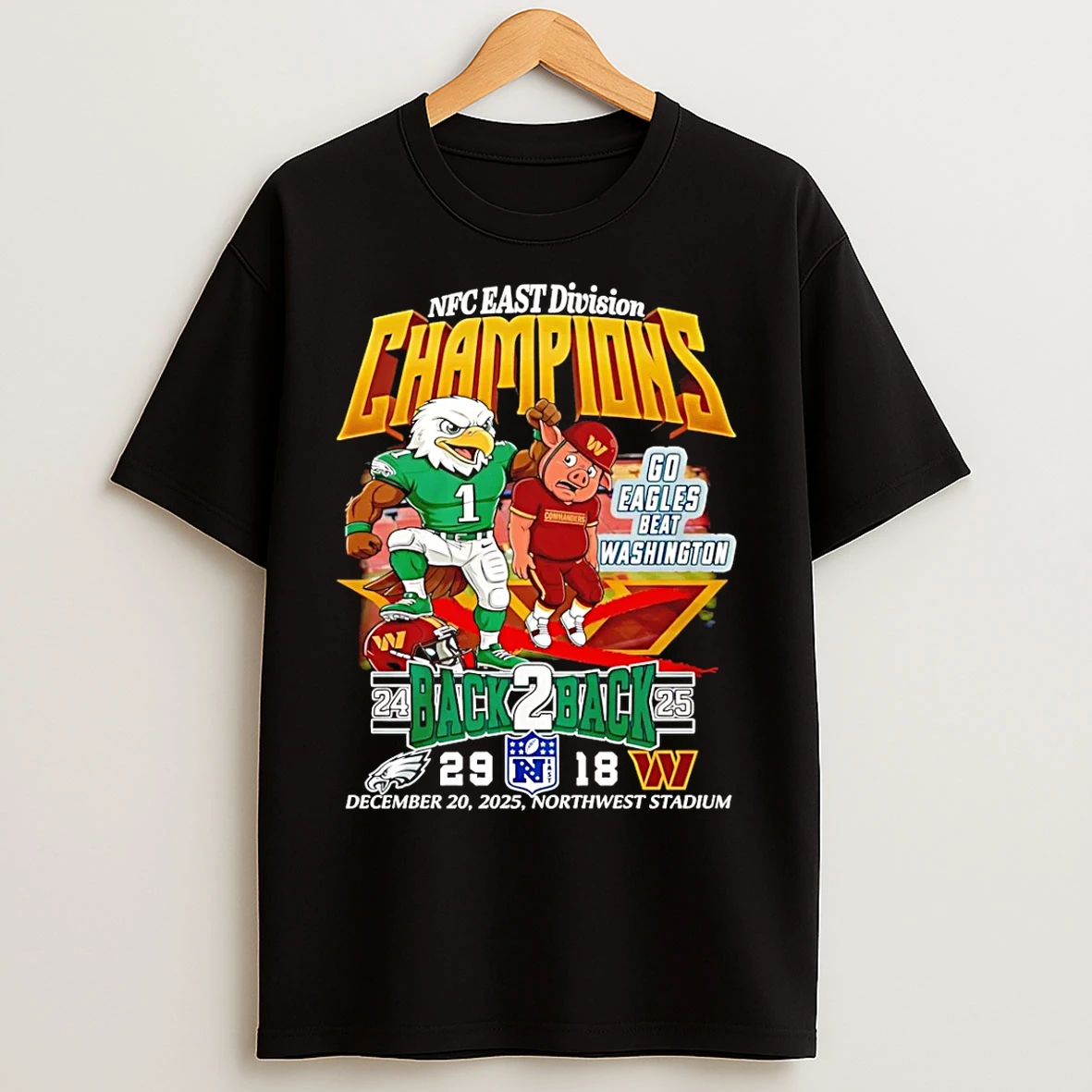 Classic Philadelphia Eagles 2025 Nfc East Division Champions Back To Back Go Eagle Beat Washington T Shirts