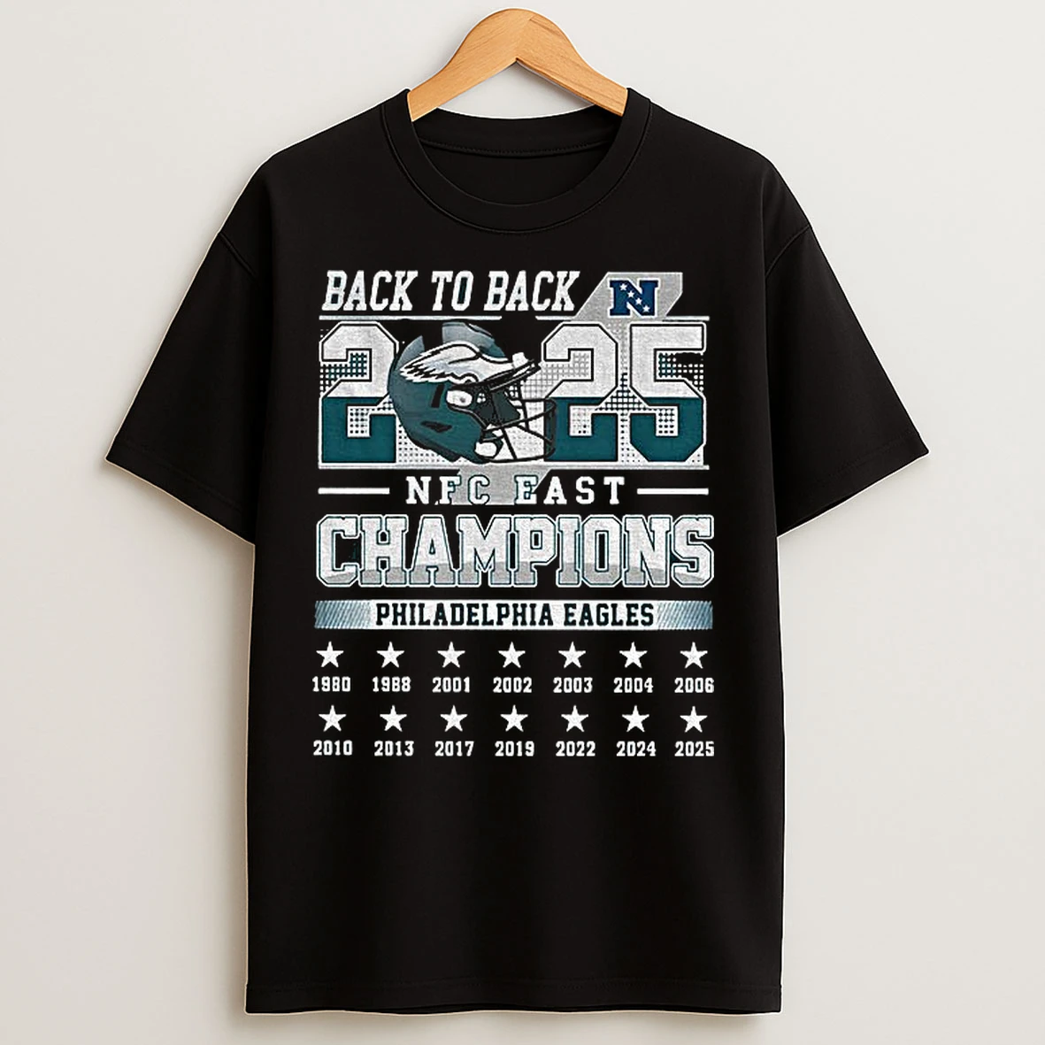 Classic Philadelphia Eagles Football Back To Back Nfc 1980 2025 Champions T Shirts