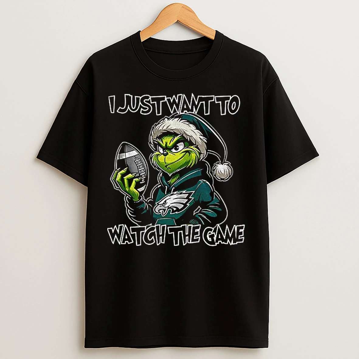 Classic Philadelphia Eagles Grinch I Just Want To Watch The Game Christmas T Shirts